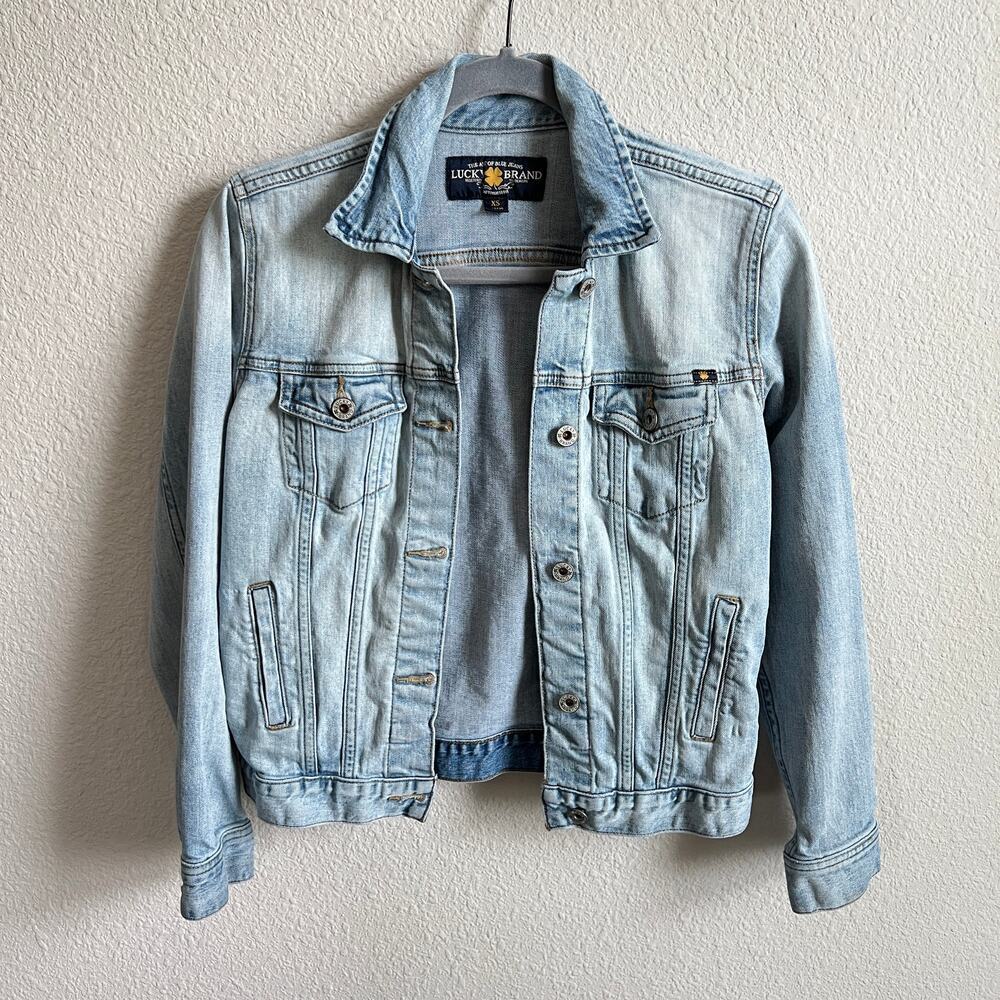 Lucky Brand Light Wash Classic Denim Jacket Women's XS Stretch Pockets Boho